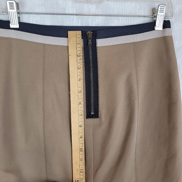 Club Monaco tan pencil skirt black ivory waistband slit office neutral work 6 - Picture 4 of 9
